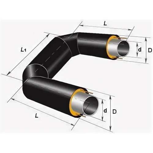 П-образный компенсатор ППУ ОЦ тип 2 Ст10 33,5х4х45,2х1000 мм ГОСТ 10704-91