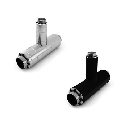 Тройник стальной с шаровым краном воздушника ППУ ПЭ с МЗИ тип 1 09Г2С 45х3х25х25х548х1160 мм ГОСТ 8732-78